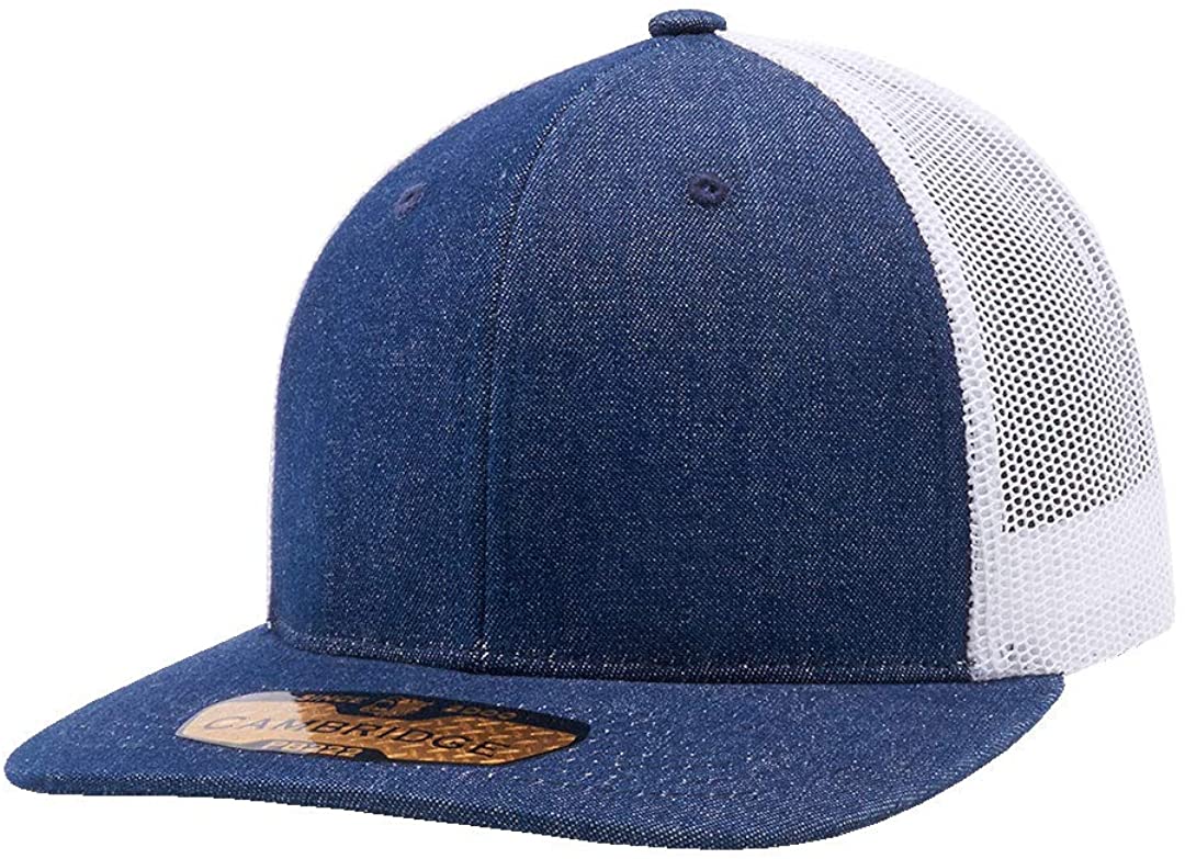 Cambridge Mesh Back Trucker Hat Cap (Denim/White) – Hat Crew