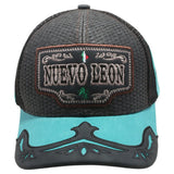 Mexico Nuevo Leon State Straw Fablic Trucker Black Cap Hat