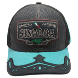 Mexico Sinaloa State Straw Fablic Trucker Black Cap Hat