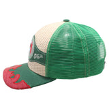 Mexico Flag Straw Fablic Trucker Green Cap Hat