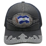 El Salvador Flag Straw Fablic Trucker Black Cap Hat