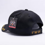US Military 4th Infantry Division Baseball Hat Cap, One Size, Black