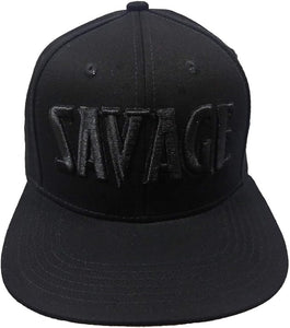 Savage Embroidered Black Shadow Flat Bill Snapback Hat Cap