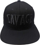 Savage Embroidered Black Shadow Flat Bill Snapback Hat Cap