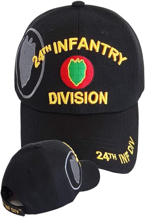 US Military 24th Infantry Division Black Adjustable Baseball Hat Cap