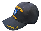 US Military 8th Infantry Division Black Adjustable Baseball Hat Cap