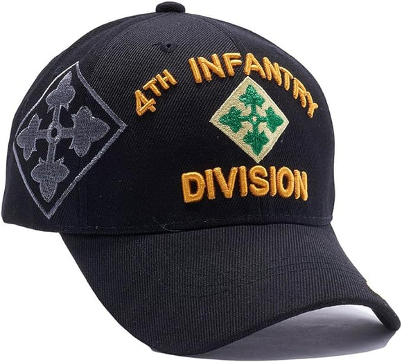 US Military 4th Infantry Division Baseball Hat Cap, One Size, Black
