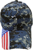 US Flag Brim Blue Digital Camouflage Baseball Cap