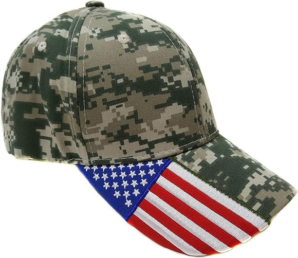 US Flag Brim Digital Camouflage Baseball Cap