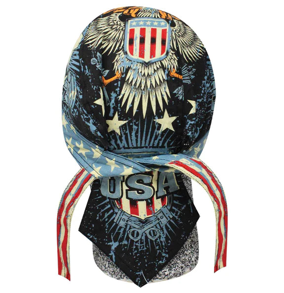 Danbanna American Iron USA Headwrap Doo Rag Skull Cap