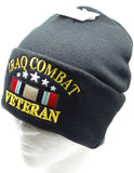 US Military Iraq Combat Veteran Black Skull Beanie Hat Cap