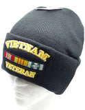 US Military Vietnam Veteran Black Skull Beanie Hat Cap