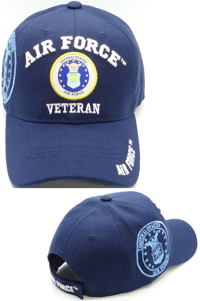 US Air Force Veteran Shield Blue Baseball Hat Cap