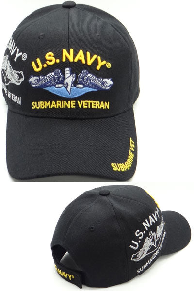 US Military Navy Submarine Veteran Black Baseball Hat Cap