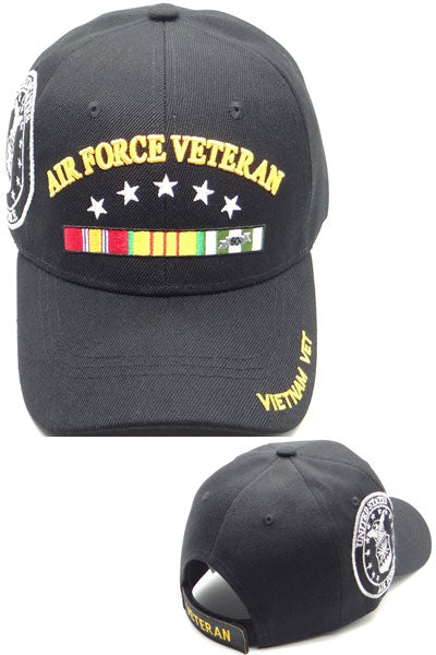 US Air Force Vietnam Veteran Ribbon Black Baseball Hat Cap