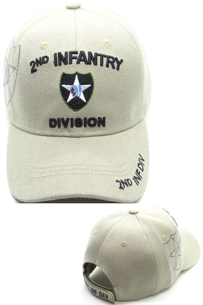 US Military 2nd Infantry Division Khaki Adjustable Baseball Hat Cap
