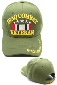 US Military Iraq Combat Veteran Olive Adjustable Baseball Hat Cap