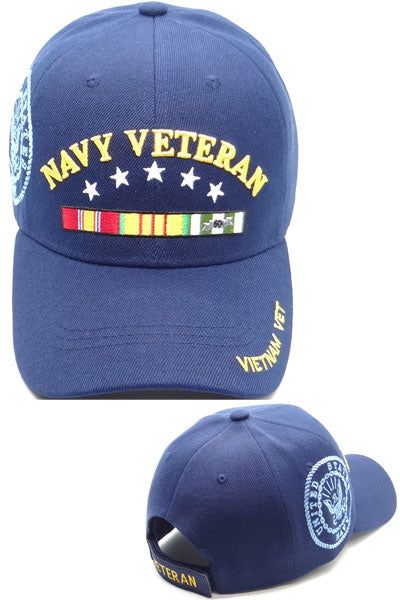 US Military Navy Vietnam Veteran Ribbon Blue Adjustable Baseball Hat Cap