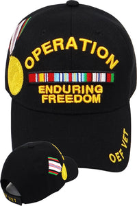 US Military Operation Enduring Freedom Veteran Ribbon Medal Black Baseball Hat Cap