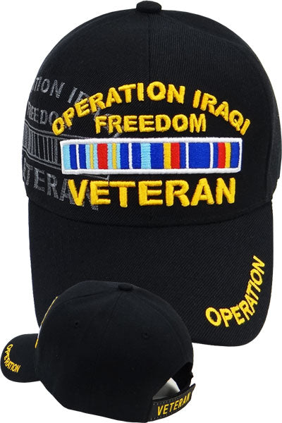 US Military Operation Iraqi Freedom Veteran Ribbon Black Baseball Hat Cap