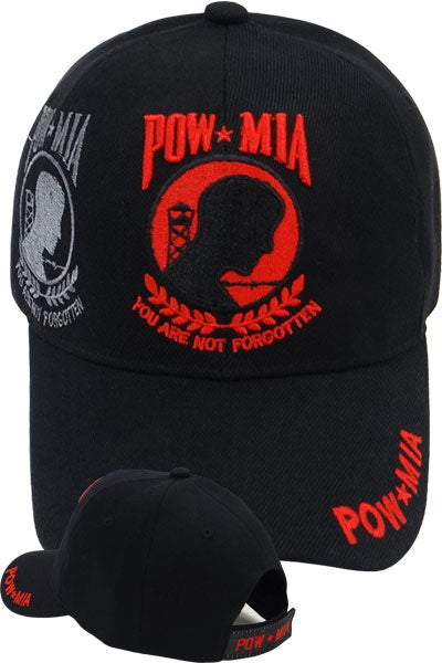 US Military Pow Mia You Are Not Forgotten Black/Red Baseball Hat Cap