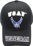 US Air Force USAF Veteran Black Baseball Hat Cap