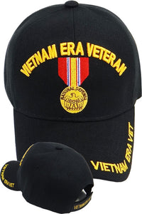 US Military Vietnam Era Veteran National Defense Medal Black Baseball Hat Cap