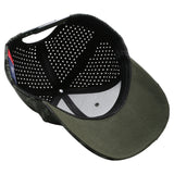 US Flag Embroidery Visor Shiny Camo Perforated Baseball Hat Cap (Olive)