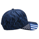 US Flag Embroidery Visor Shiny Camo Perforated Baseball Hat Cap (Royal Blue)