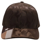 US Flag Embroidery Visor Shiny Camo Perforated Baseball Hat Cap (Brown)