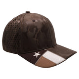 US Flag Embroidery Visor Shiny Camo Perforated Baseball Hat Cap (Brown)