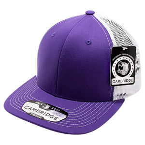 Cambridge Mesh Back Trucker Hat Cap (Purple/White)