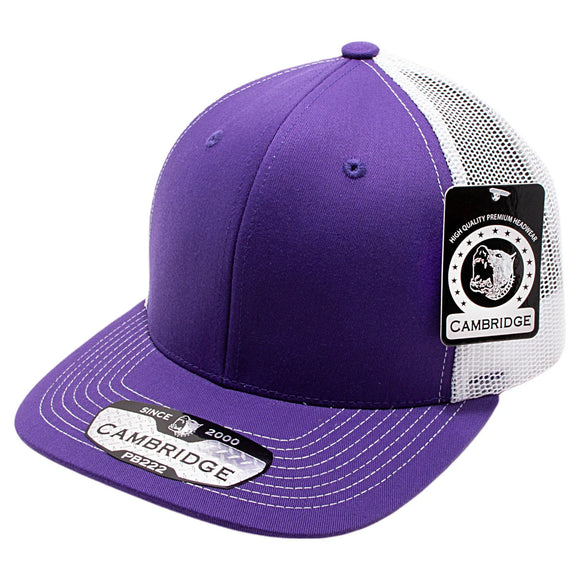 Cambridge Mesh Back Trucker Hat Cap (Purple/White)