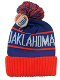 Okalahoma State Name Bubble Knit Aqua/Orange Pom Beanie Skull Cap