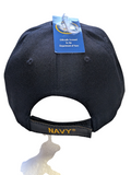 US Military Navy Retired Emblem on Brim Black Adjustable Baseball Hat Cap