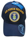 US Air Force Retired Emblem Brim Blue Baseball Hat Cap