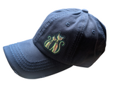 Black Cat Liquid Metal Patch Design Cotton Blue Baseball Cap