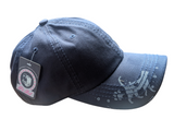 Black Cat Liquid Metal Patch Design Cotton Blue Baseball Cap