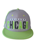 Chicago Arch Gray/Neon Green Embroidered Flat Snapback Cap
