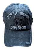 US Military 101st Airborne Division Black Pigment Washed Baseball Hat Cap