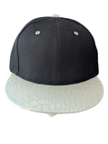 Plain Black/Ivory Snake Skin Texture Brim Snapback Cap
