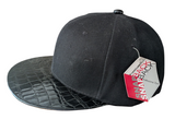 Plain Black Snake Skin Texture Brim Snapback Cap