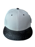 Plain Grey/Black Snake Skin Texture Brim Snapback Cap