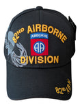 US 82nd Airborne Division With Jump Wing Side Black Baseball Hat Cap
