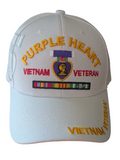 US Military Purple Heart Vietnam Veteran Baseball Hat Cap, One Size, White