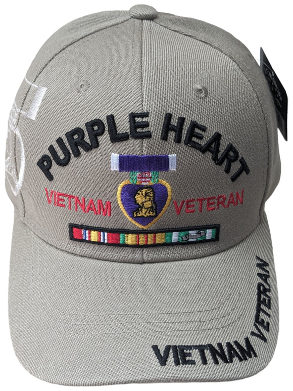 US Military Purple Heart Vietnam Veteran Khaki Adjustable Baseball Hat Cap