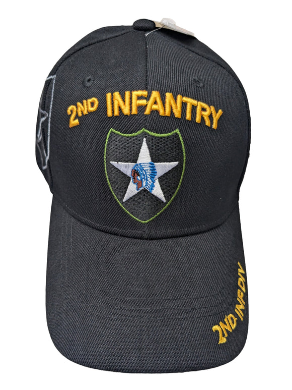 US Military 2nd Infantry Division Black Baseball Hat Cap