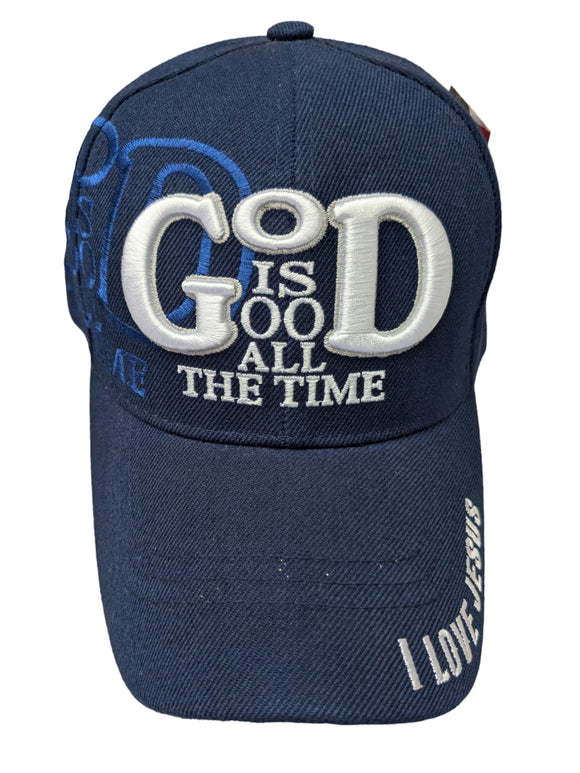 GOD IS GOOD ALL THE TIME Navy Blue Christian Baseball Hat Cap