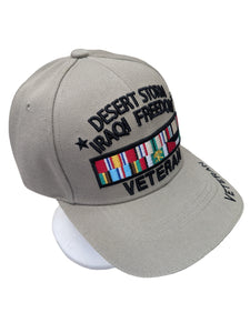 US Military Desert Storm Iraqi Freedom Veteran Khaki Adjustable Baseball Hat Cap