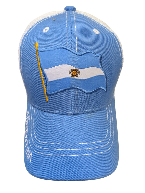 Argentina Flag Design Sky Blue Mesh Back Baseball Cap